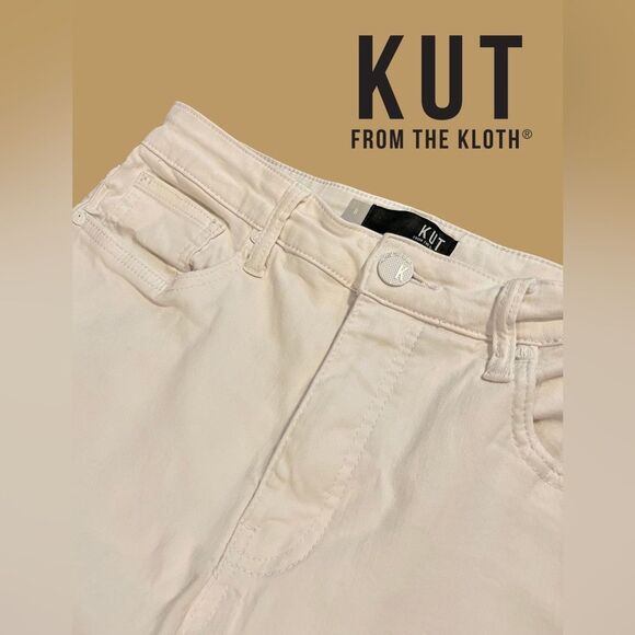KUT From The Kloth Mom Jeans 8 Rachel High Rise Fab Ab  Raw Hem White - Picture 7 of 14